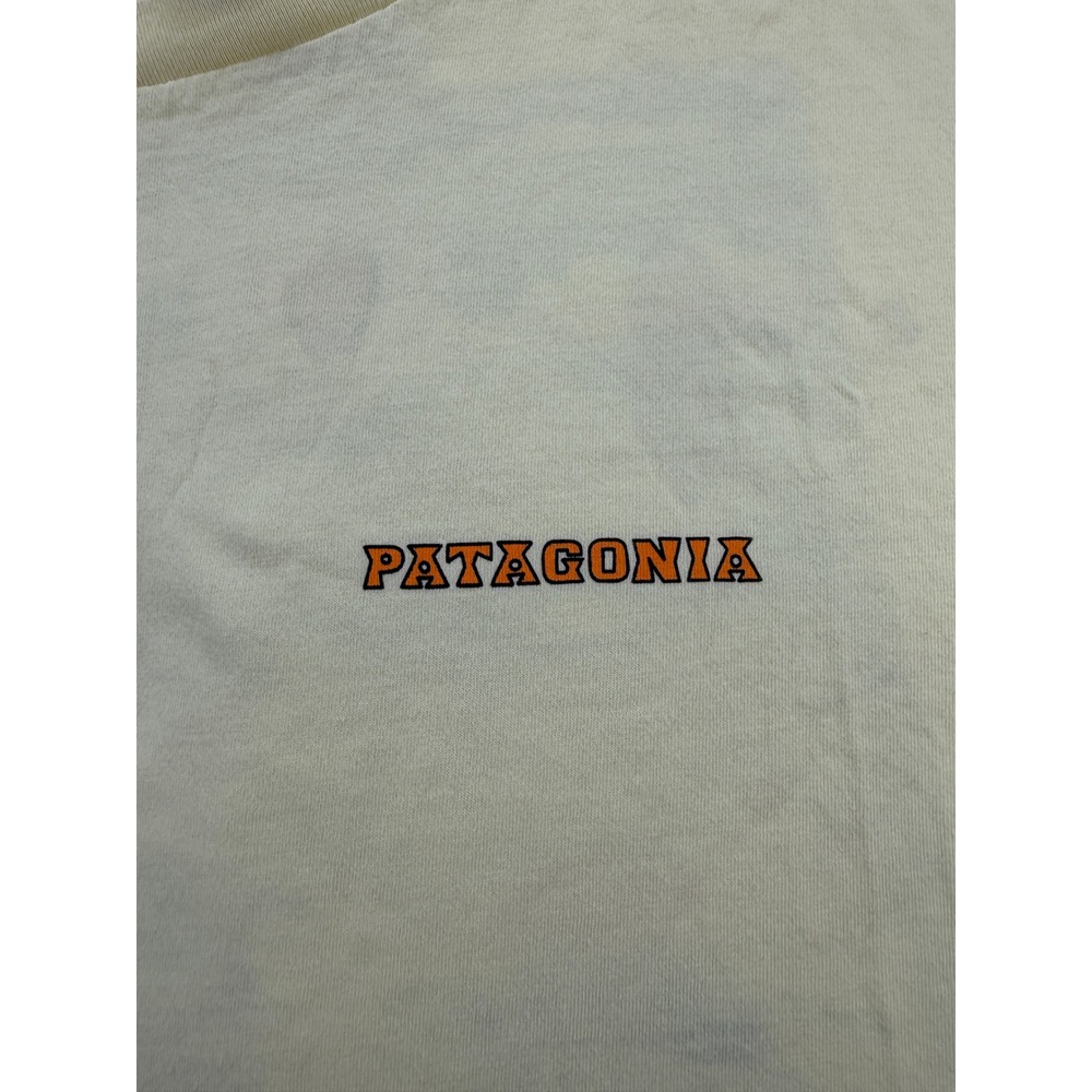 Patagonia Organic Cotton Graphic T Shirt Men's Large Yellow Road Trip Logo Tee - Picture 3 of 8
